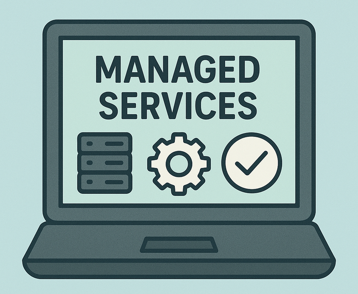 Managed Services - stilisiertes Icon mit einer Wolke und Zahnrädern